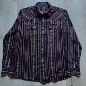 Moonshine Spirit Towers Vertical Dobby Striped Print Sleeve Snap Western Shirt